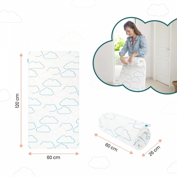 Matelas de voyage cosy'lite blanc motif nuage Babymoov
