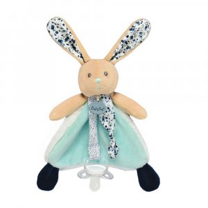 Doudou attache sucette lapin poupi marine Babynat