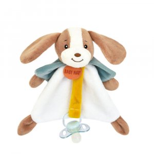 Doudou attache-sucette lucien le chien Babynat