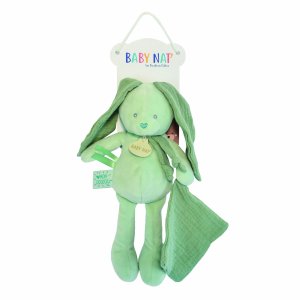 Pantin lapin avec doudou vert sauge Babynat