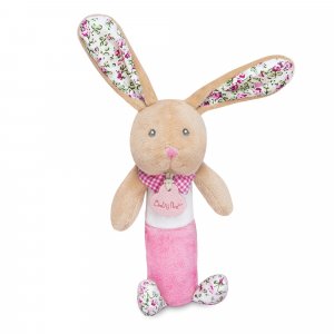 Hochet pouet lapin poupi rose Babynat