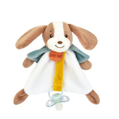Doudou attache-sucette lucien le chien