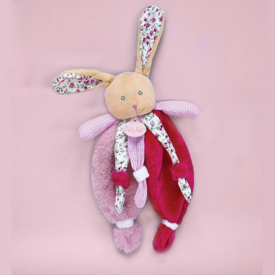 Doudou lapin poupi rose