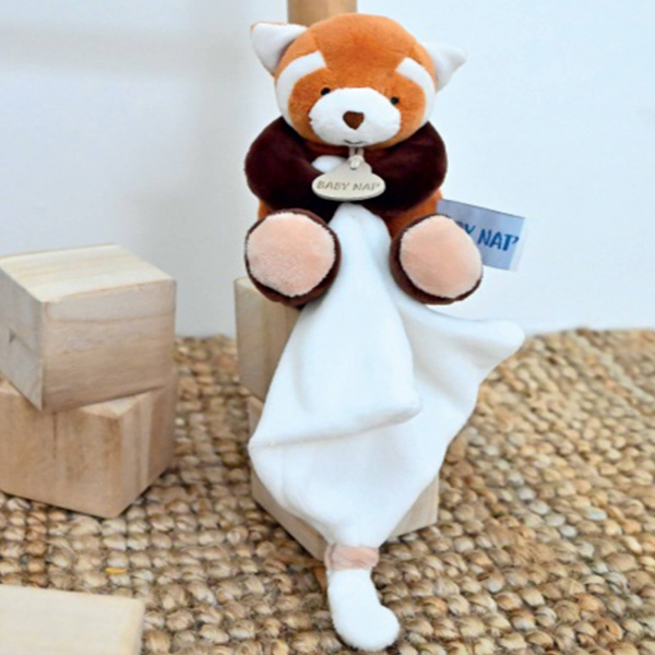 Pantin avec doudou mon petit panda roux Babynat