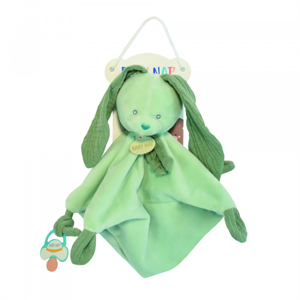 Doudou lapin vert sauge Babynat