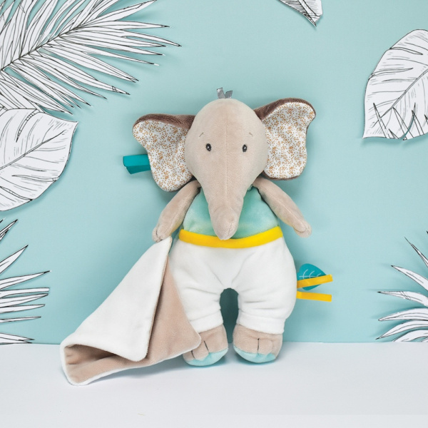 Pantin avec doudou eléphant cacahuète Babynat