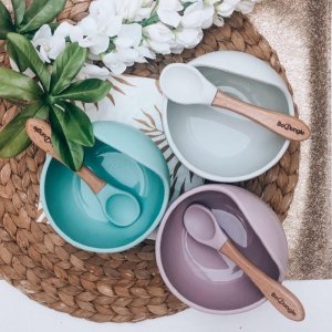 Assiette ventouse silicone & cuillère Bo jungle