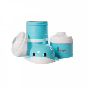 Boîte doseuse de lait empilable 3 compartiments baleine bleu Bo jungle