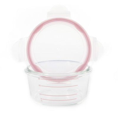 Bols de conservation verre 280ml blanc, gris et rose