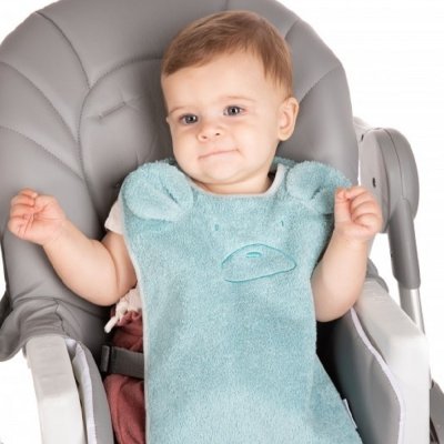 Bavoir ourson bleu éco éponge