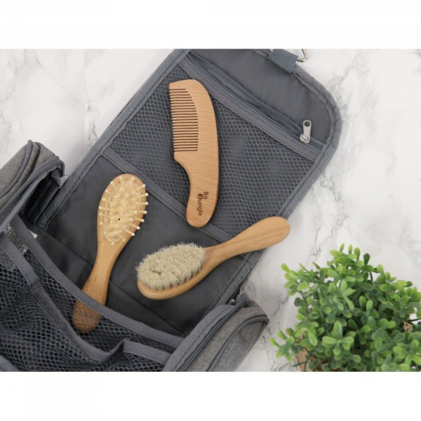 Lot de 3 brosses de soins pour bébés en bois naturel Bo jungle