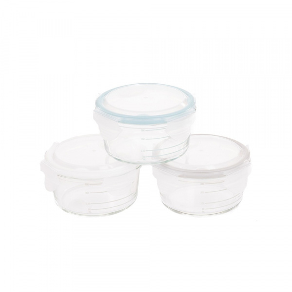 Bols de conservation verre 280ml blanc, gris et bleu Bo jungle