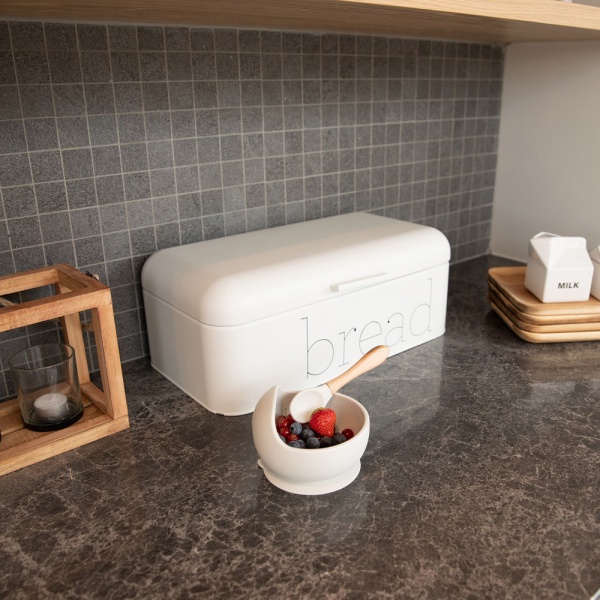 Assiette ventouse silicone & cuillère gris Bo jungle