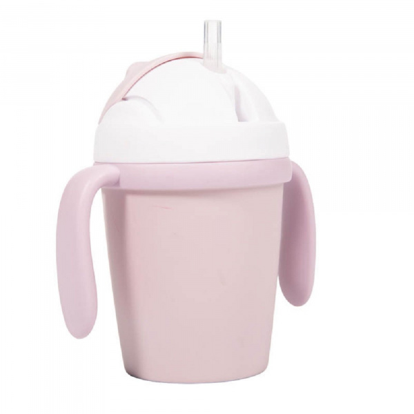 Tasse d'apprentissage en plastique biodégradable rose Bo jungle