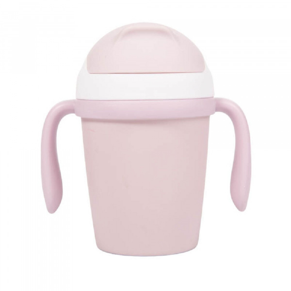 Tasse d'apprentissage en plastique biodégradable rose Bo jungle