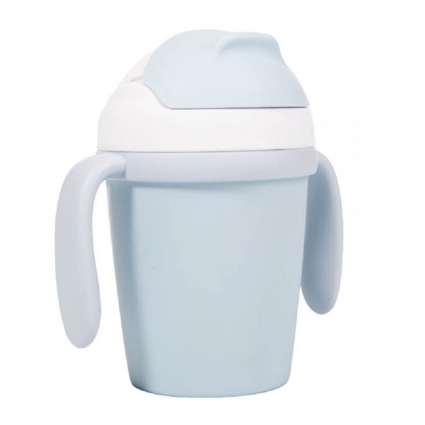 Tasse d'apprentissage en plastique biodégradable bleue Bo jungle