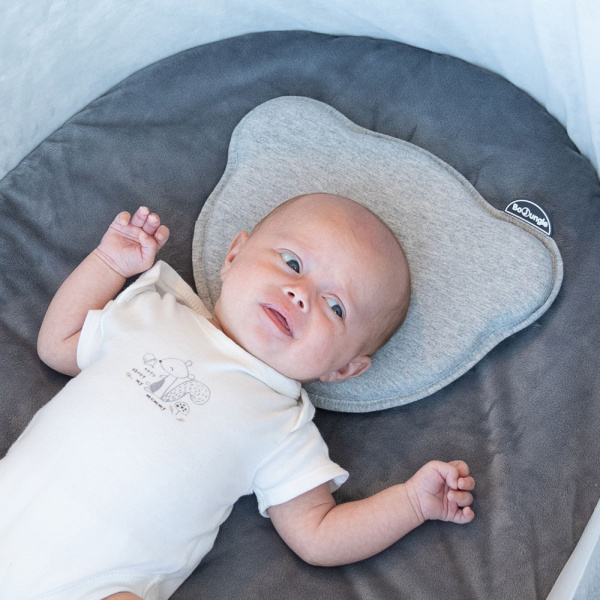 Cale-tête bébé gris jersey Bo jungle