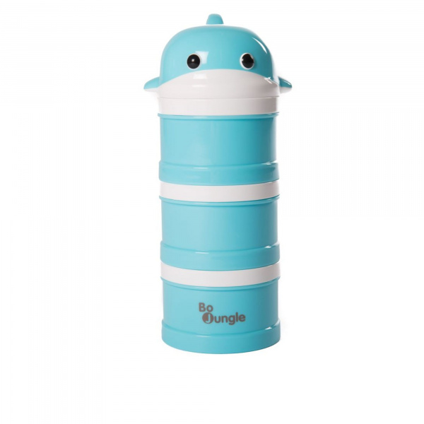 Boîte doseuse de lait empilable 3 compartiments baleine bleu Bo jungle
