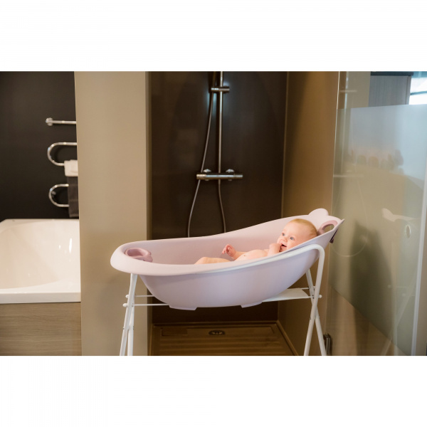 Baignoire ourson rose pastel + support de baignoire Bo jungle