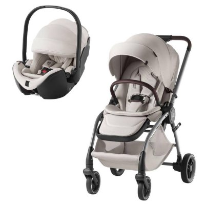 Poussette duo rio + siège auto i-size baby safe pro soft taupe lux