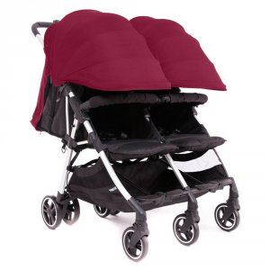 Poussette double kuki twin silver / bordeaux