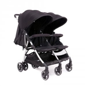 Poussette double kuki twin silver / noir