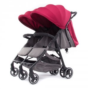 Poussette double kuki twin noir / bordeaux