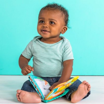 Livre enfant en tissu avec anneau de dentition