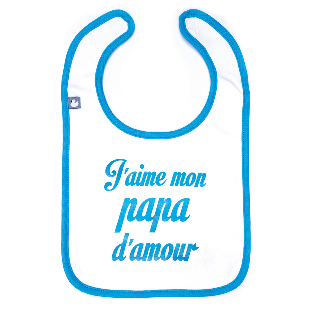 Bavoir j'aime mon papa d'amour blanc et bleu de Bulle de Bavoir j'aime mon papa d'amour blanc et bleu de Bulle de