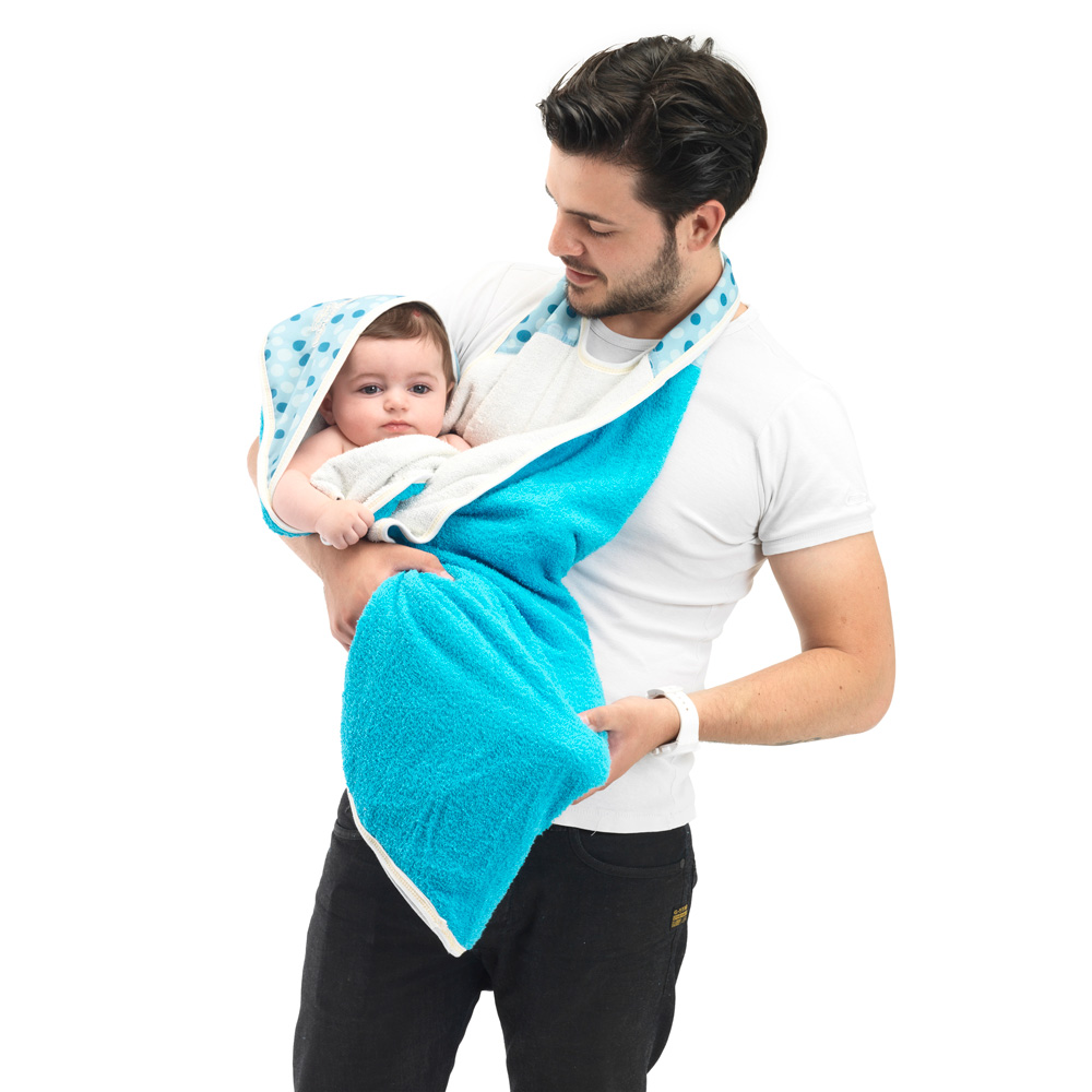 Sortie de bain bébé serviette papillon blanc/bleu de ...