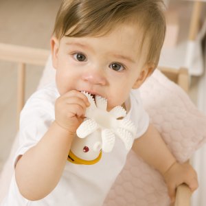 Jouet de dentition bonnie la pieuvre jaune safran Babytolove