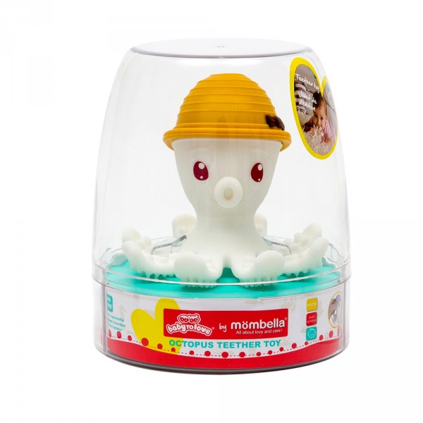 Jouet de dentition bonnie la pieuvre jaune safran Babytolove