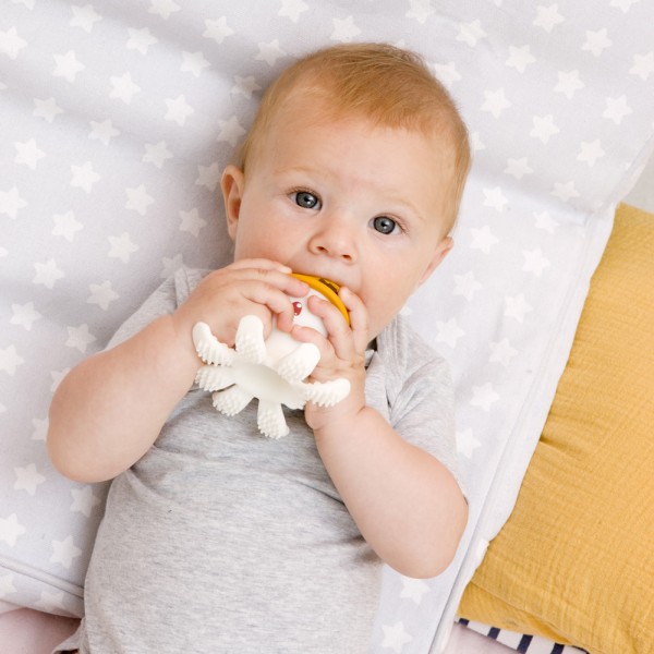 Jouet de dentition bonnie la pieuvre jaune safran Babytolove