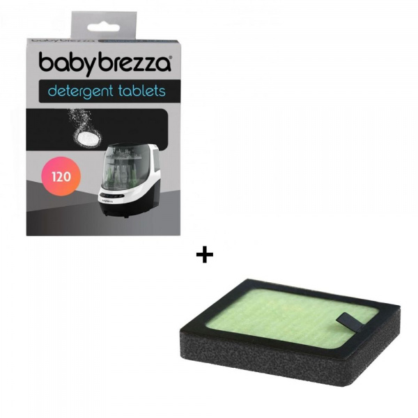 Lot de 120 pastilles détergentes + filtre hepa pour lave-biberons bottle washer pro Babybrezza