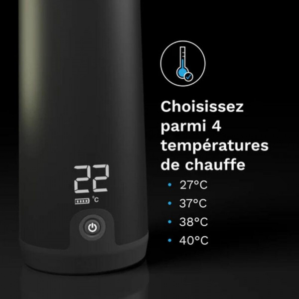 Chauffe biberon nomade superfast portable bottle warmer noir Babybrezza