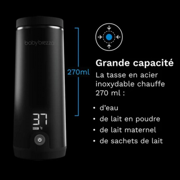 Chauffe biberon nomade superfast portable bottle warmer noir Babybrezza
