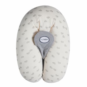 Coussin d'allaitement multirelax+ jersey cœurs / gris Candide