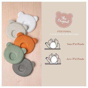 Cale tête bébé p'tit panda gris Candide