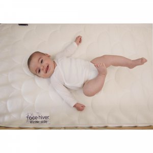 Pack matelas bébé climatisé + alèse blanc + drap housse blanc - 60x120 cm Candide