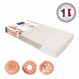 Pack matelas bébé climatisé + alèse blanc + drap housse blanc - 70x140 cm Candide