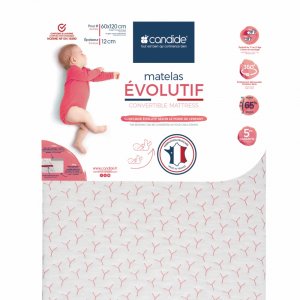 Matelas bébé évolutif déhoussable 70 x 140 cm Candide