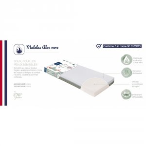 Matelas aloé vera déhoussable 60 x 120 cm Candide