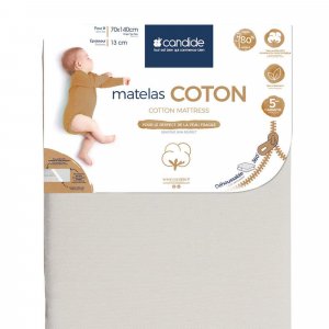 Matelas bébé coton déhoussable 70 x 140 cm Candide