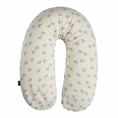 Coussin d'allaitement jersey cœurs / gris