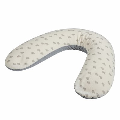 Coussin d'allaitement jersey cœurs / gris