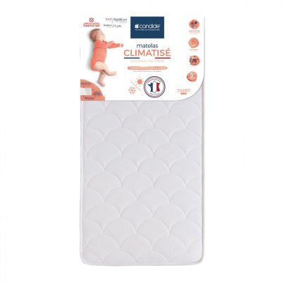 Pack matelas bébé climatisé + alèse blanc + drap housse blanc - 70x140 cm