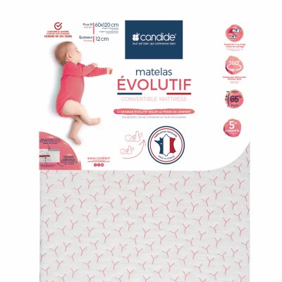 Matelas bébé évolutif déhoussable 60 x 120 cm