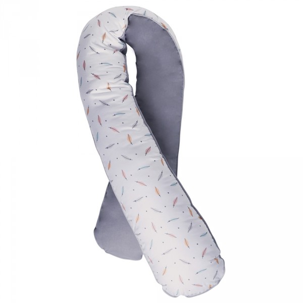 Coussin confort evolutif jersey imprimé plumes/gris