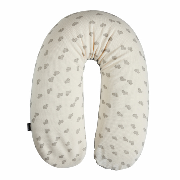 Coussin d'allaitement jersey cœurs / gris Candide