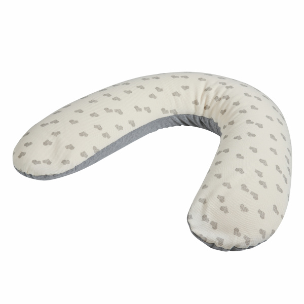 Coussin d'allaitement jersey cœurs / gris Candide